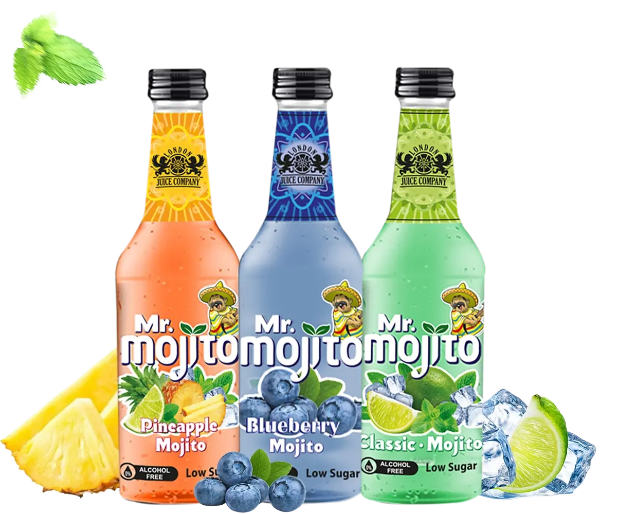 Mr. Mojito drink bottles in three flavors